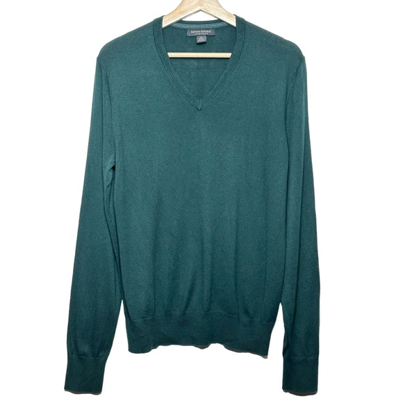 Banana Republic Other - Banana Republic Mens Sz M Luxury Blend Silk Cashmere Cotton V Neck Green Sweater